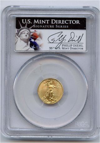 2013 Gold $5 Eagle Pcgs Ms 70 Philip Dielhl Director Signed photo