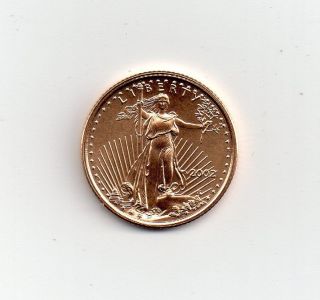 2002 1/10 Oz.  American Eagle Walking Liberty $5 Dollar Gold Coin,  Unc photo