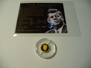 2014 J.  F.  K.  Gold Liberty.  5 Gram.  9999 Gold Proof Burundi 5000 Franc 984/3000 photo