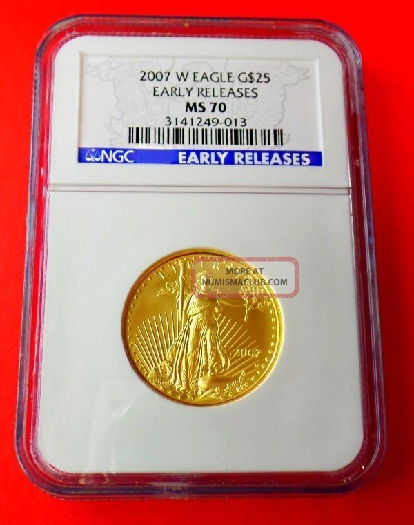 2007 - W Gold Eagle $25 1/2oz.  999 Fine Gold Ngc Perfect Ms - 70 Rare Early Release Gold photo