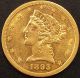 1893 Cc Liberty Head Five Dollar Gold Piece Au Details ($5.  00) (half Eagle) Gold (Pre-1933) photo 1