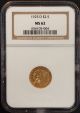 1925 D Indian Head $2.  50 Gold Piece Ngc Certified Ms 62 (two And One Half) Gold (Pre-1933) photo 1