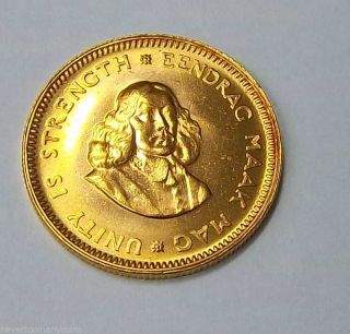 1969 South Africa 22k Gold 1 Rand Coin.  1177 Oz.  Krugerrand Bullion photo
