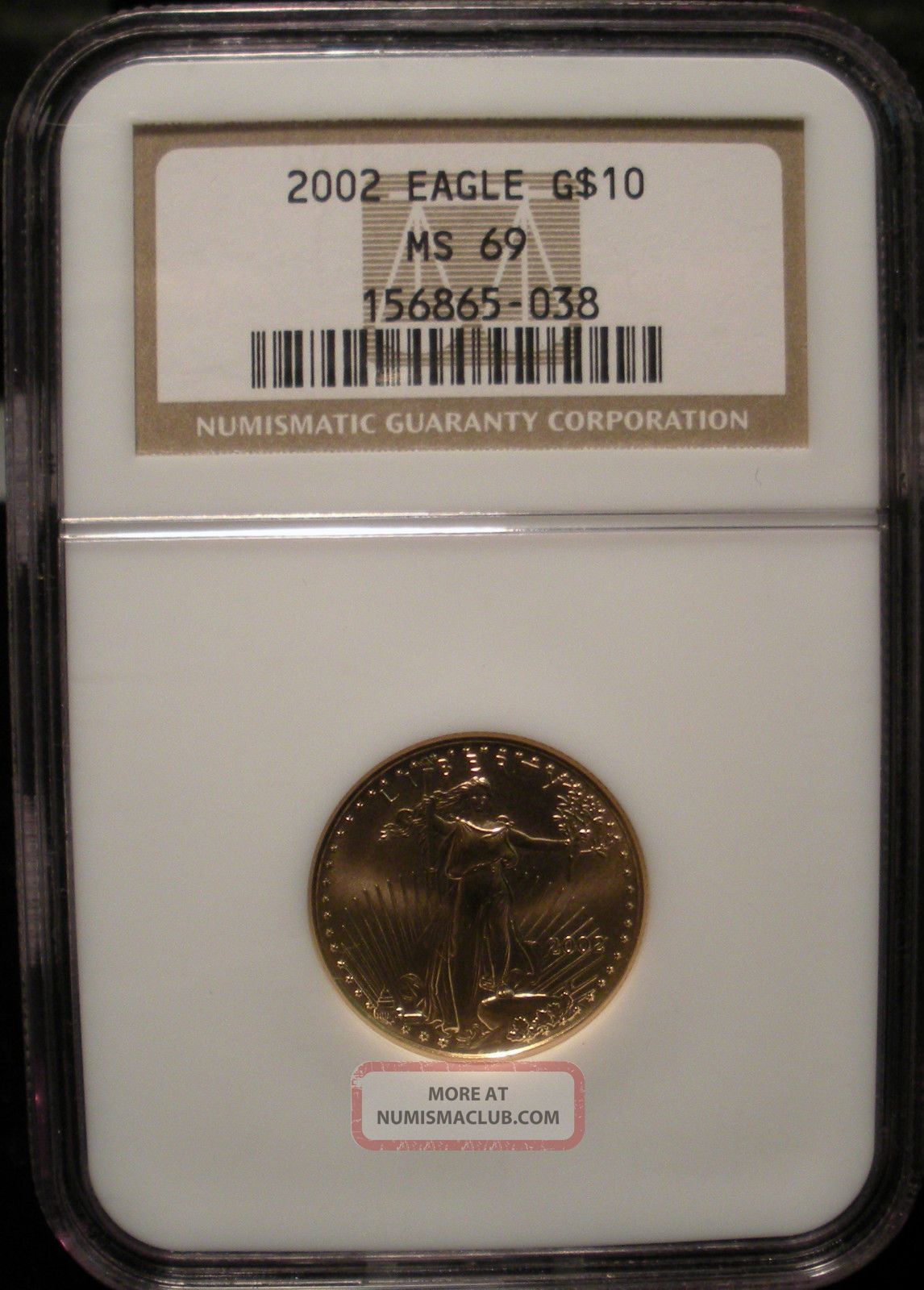 2002 American Gold Eagle Ngc Ms 69 $10 1/4 Oz.  999 Fine Gold Gold photo