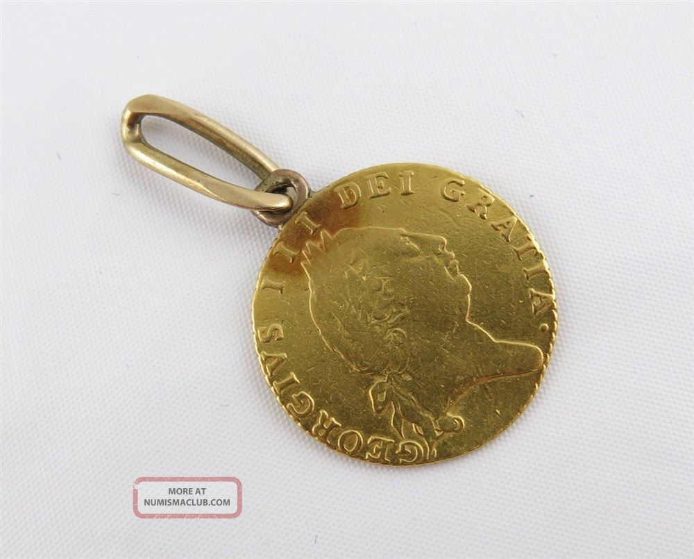 1789 English George Iii Half Guinea 22k Gold Coin Pendant Gold photo