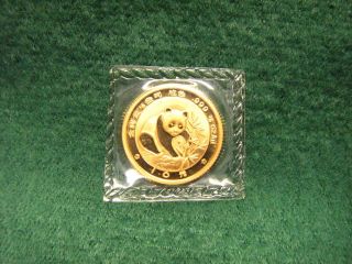 1988 China Gold Panda 10 Yuan 1/10 Troy Ounce.  999 Fine Gold In Plastic photo