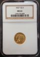 1927 Indian Head $2.  50 Gold Piece Certified Ms 62 By Ngc (two And One Half) Gold (Pre-1933) photo 1