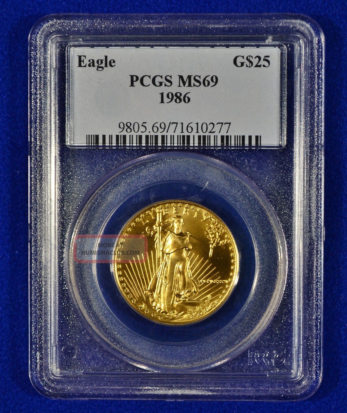 1986 1 2 Oz American Gold Eagle Pcgs Ms69 Fine Gold 25 Dollars