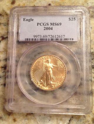 2004 American Gold Eagle Bullion - $25 Gold Coin Ms69,  1/2 Ounce Oz photo