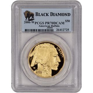 2006 - W American Gold Buffalo Proof (1 Oz) $50 - Pcgs Pr70 Dcam Black Diamond photo