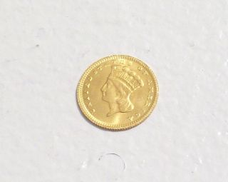 Authentic 1868 American $1.  00 Indian Princess Head Gold Coin photo