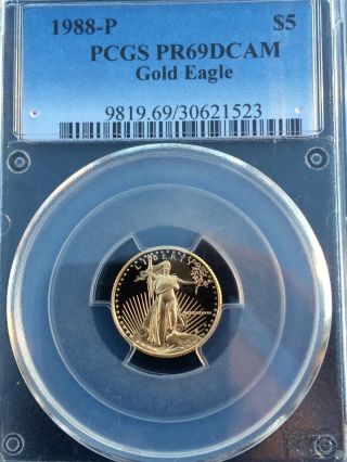 1988 - P $5 American Gold Eagle - Pcgs Pr69dcam photo