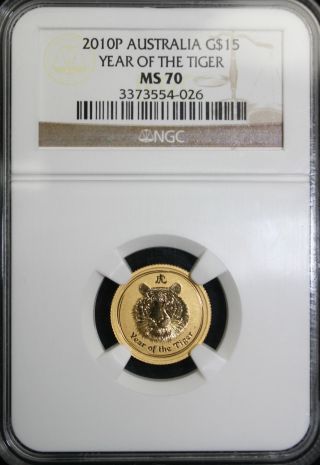 2010p Australia $15 Gold Year Of The Tiger Ngc Ms 70 554 - 026 photo