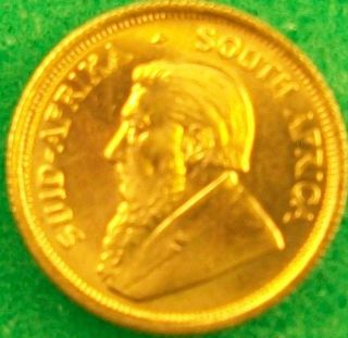 1984 1/10 Oz Gold Krugerrand Coin - Bu -.  999 Pure Gold photo