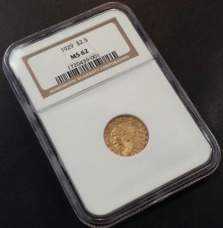 1929 Indian Head $2.  50 Gold Piece Certified Ms 62 By Ngc (two And One Half) photo