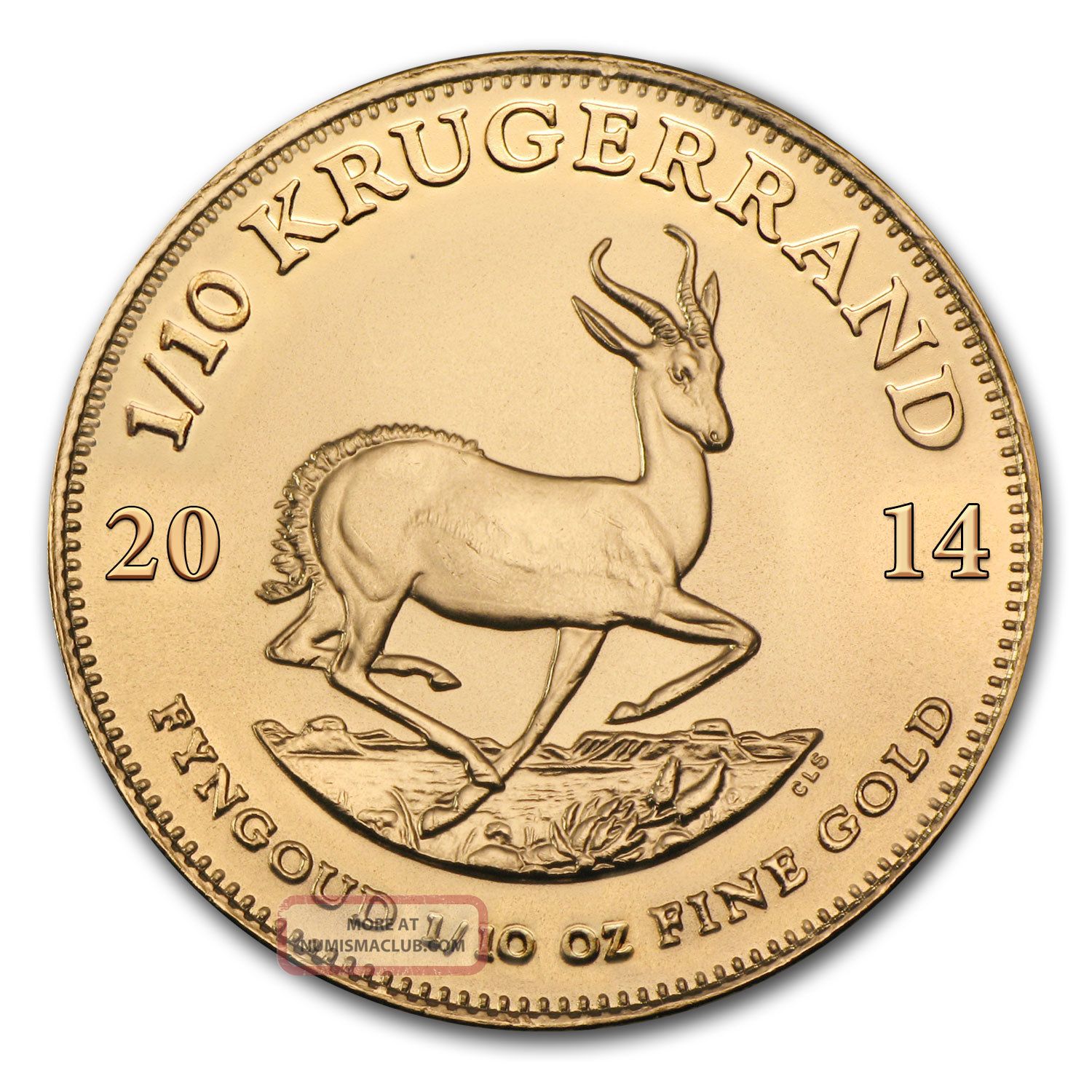 2014 1 10 Oz Gold South African Krugerrand Coin Sku 79046