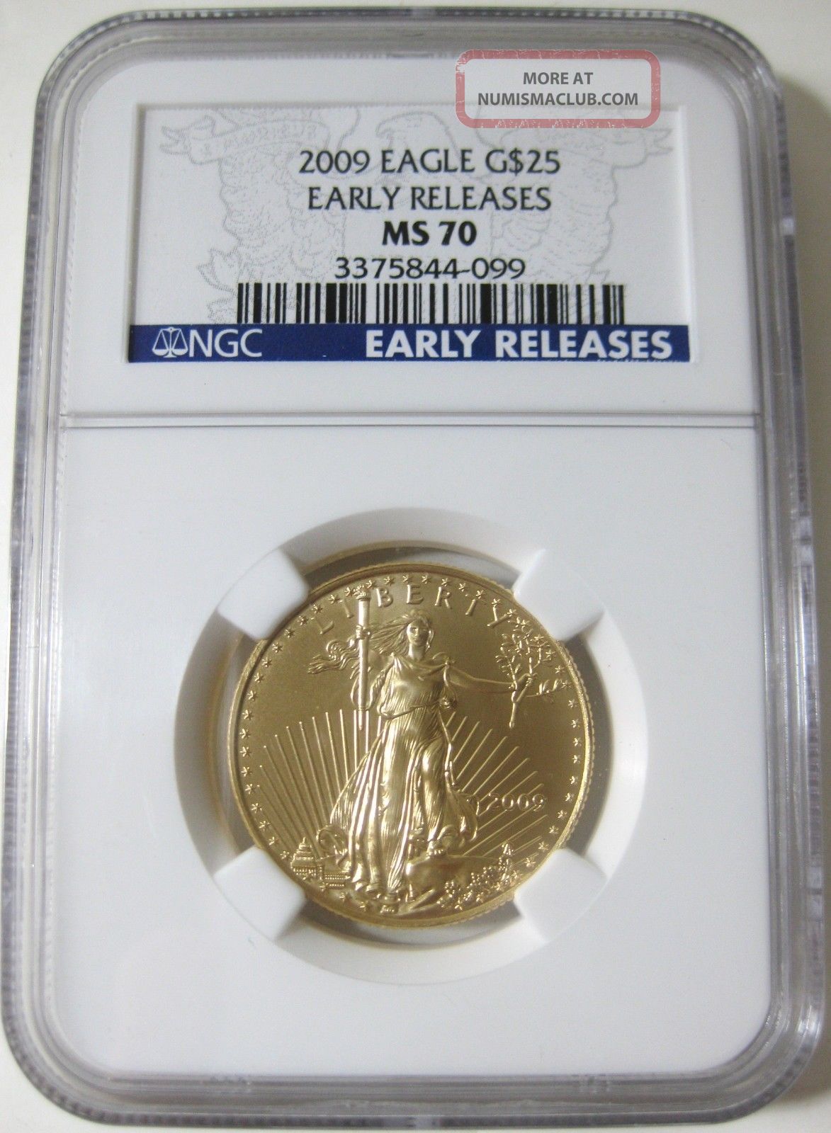 2009 $25 1/2oz Gold American Eagle Ngc Ms70 Early Releases Certified Coin Gold photo