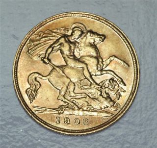 Gold Half Sovereign 1908 - Edward Vii - London photo