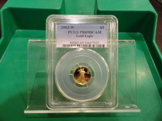 2003 - W $5 Dollar 1/10th Ounce Gold American Eagle Pr 69 Dcam Pcgs photo