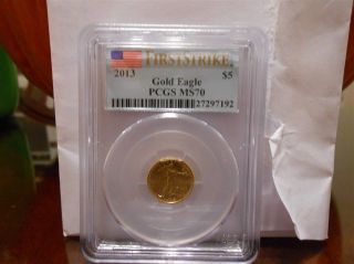 2013 1/10 Oz Gold American Eagle - Pcgs Ms 70 First Strike photo