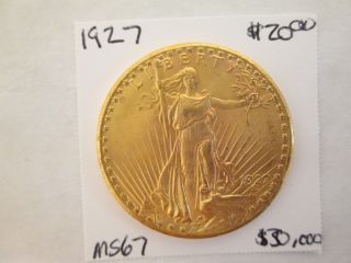 1927 $20 Saint Gaudens Gold Double Eagle Gem Brilliant Uncirculated Color photo