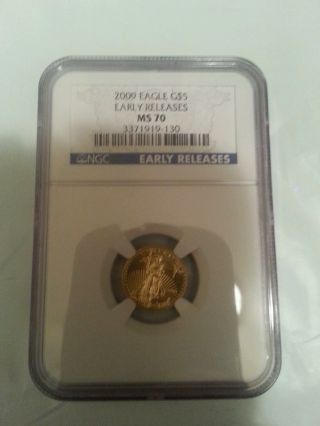 2009 1/10 Oz Gold American Eagle Ms - 70 Ngc (early Releases) photo
