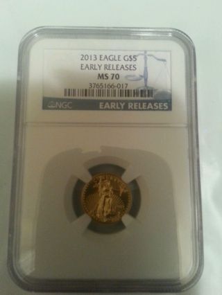 2013 1/10 Oz Gold American Eagle Ms - 70 Ngc Early Releases photo