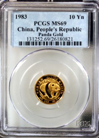 Rare 1983 China 1/10 Oz Gold 10y Panda Pcgs Ms69 photo