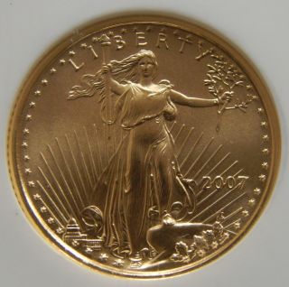 Ngc Ms 70 2007 1/10 Oz American Gold Eagle $5 C419 photo