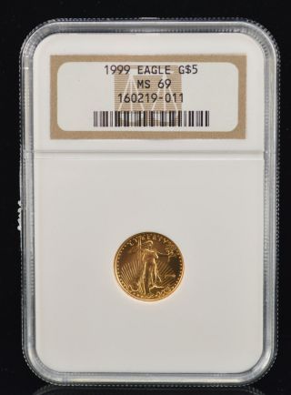 1999 $5 Ms 69 American Gold Eagle 1/10 Eagle Ngc Low Opening Bid photo