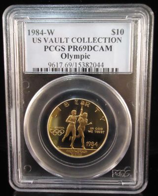 1984 - W $10 Gold Olympic Coin Pr 69 Dcam Pcgs - Low Opening Bid photo
