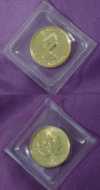1982 Canada.  9999 Fine Gold Maple Leaf 1/10 Oz Coin In Pouch photo