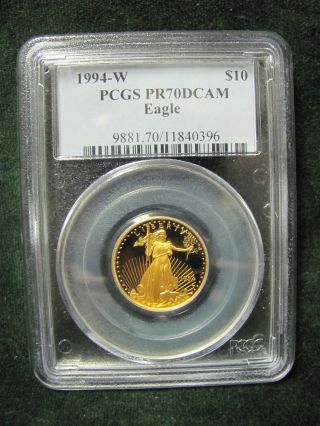 1994 W $10 Proof American Gold Eagle - Certified By Pcgs As Pr 70 Dcam photo