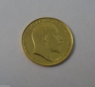 1905 British ½ Sovereign Gold Coin - - - And 22k Solid Gold photo