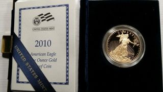 2010 American Eagle 1 Ounce Gold Proof Coin Wirh Box Case photo