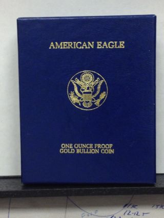1989 1oz Proof Gold Bullion American Eagles Authentic Empty Box And Papers photo