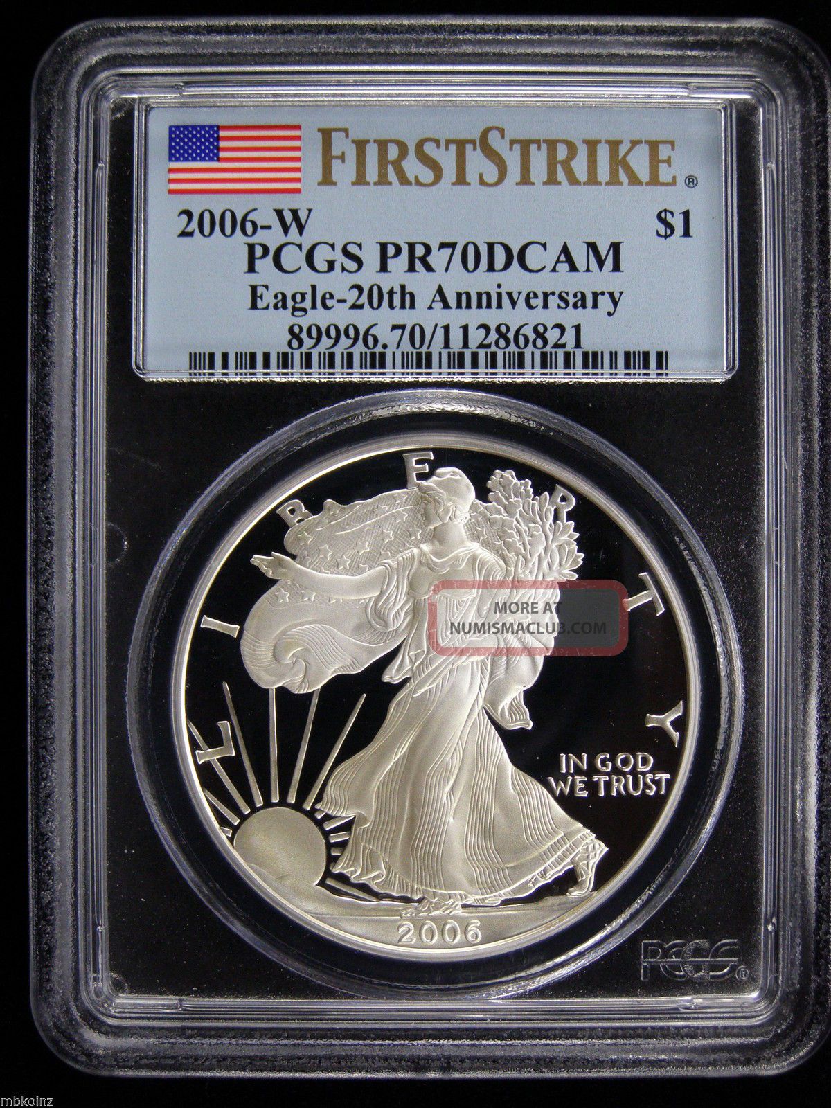 2006 - W 20th Anniversary American Silver Eagle Proof Pcgs Pr70 First
