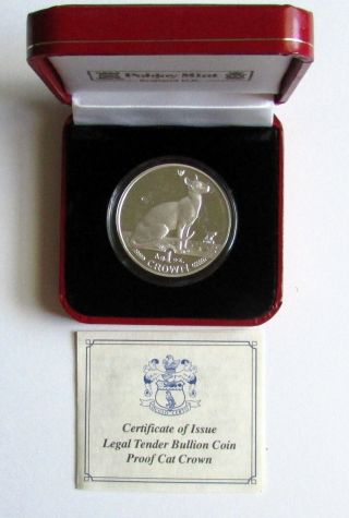 1992 Isle Of Man 1 Crown Proof Silver Siamese Cat Coin W/ Box & photo