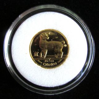 1994 Isle Of Man Gold 1/25 Oz.  Japanese Bobtail Cat Coin W/ Atirtite photo