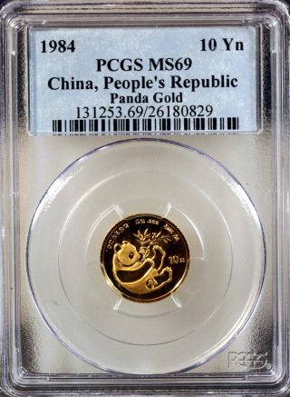 Rare 1984 China 1/10 Oz Gold 10y Panda Pcgs Ms69 photo