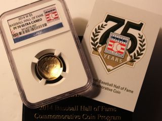 2014 W Gold Proof Baseball $5 Gold Coin Ngc Pf 70 Ultra Cameo photo