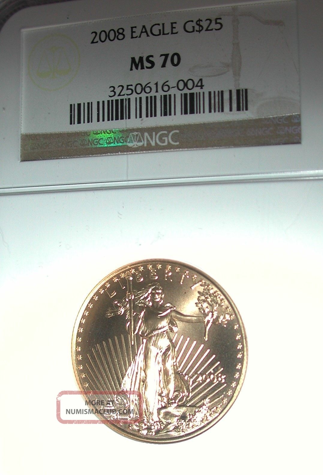 2008 Gold $25 America Eagle Graded Ms70 By Ngc Gold photo