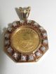 1982 1/10 Ounce Krugerrand Mounted In 14k Pendant With 16 Diamonds Gold photo 3