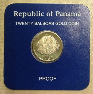 1983 Twenty Balboa Gold Proof Coin Of Panama photo