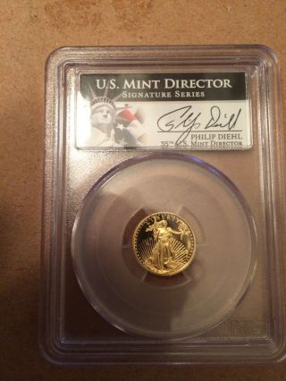 1992 - P $5 American Gold Eagle 1/10 Oz Pcgs Ms 70 Dcam Phillip Diehl Signed photo