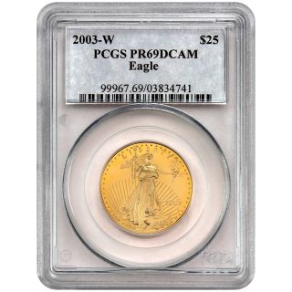 2003 - W $25 Pcgs Pr 69 Dcam Gold American Eagle St.  Gauden Design 1/2 Oz.  4073 - 07 photo