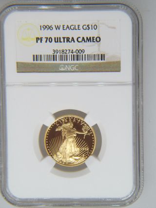 1996 - W Ngc Pf70 Proof Gold Eagle - Quarter Ounce Gold (1/4 Ozt) - $10 Ucam 009 photo