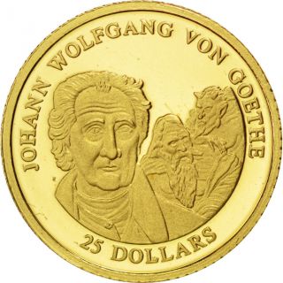 Johann Wolfgang Von Goethe $25 Gold Coin - Liberia photo
