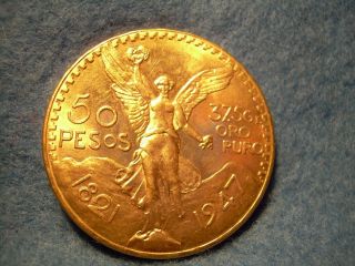 1947 Mexico 1.  2057 Troy Ounce Gold 50 Pesos Coin photo