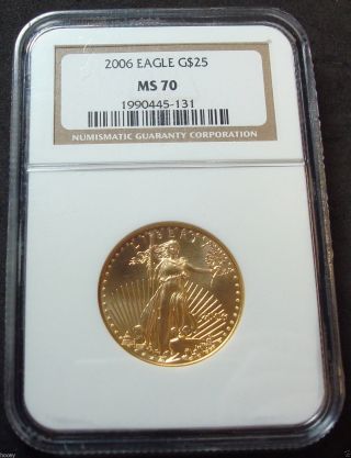 2006 $25 American Eagle 1/2 Ounce Gold Coin - Ngc Ms 70 photo